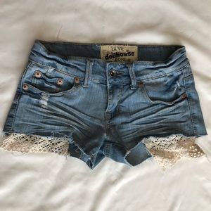 Light wash denim shorts